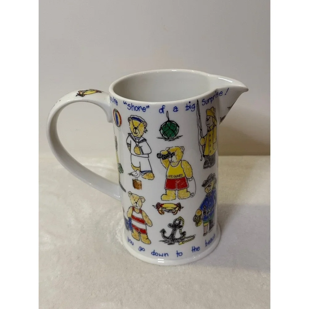 Cardew Design 2 pt. Milk Jug BEARS Pitcher Beach Glazed Ceramic Nautical Pirate